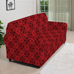 Black And Red Chinese Pattern Print Sofa Cover