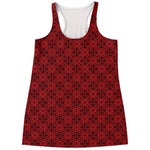 Black And Red Chinese Pattern Print Women's Racerback Tank Top