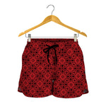 Black And Red Chinese Pattern Print Women's Shorts