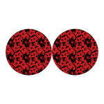 Black And Red Hibiscus Pattern Print Car Coasters