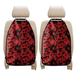 Black And Red Hibiscus Pattern Print Car Seat Organizers