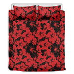Black And Red Hibiscus Pattern Print Duvet Cover Bedding Set