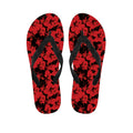 Black And Red Hibiscus Pattern Print Flip Flops
