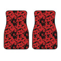 Black And Red Hibiscus Pattern Print Front Car Floor Mats