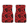 Black And Red Hibiscus Pattern Print Front Car Floor Mats