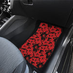 Black And Red Hibiscus Pattern Print Front Car Floor Mats