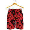 Black And Red Hibiscus Pattern Print Men's Shorts