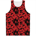 Black And Red Hibiscus Pattern Print Men's Tank Top