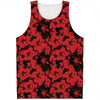 Black And Red Hibiscus Pattern Print Men's Tank Top
