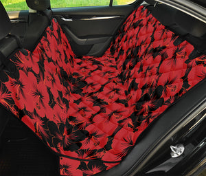 Black And Red Hibiscus Pattern Print Pet Car Back Seat Cover