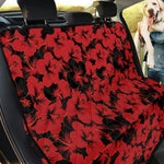 Black And Red Hibiscus Pattern Print Pet Car Back Seat Cover