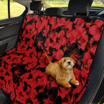 Black And Red Hibiscus Pattern Print Pet Car Back Seat Cover