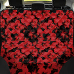 Black And Red Hibiscus Pattern Print Pet Car Back Seat Cover