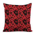 Black And Red Hibiscus Pattern Print Pillow Cover