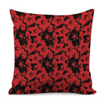 Black And Red Hibiscus Pattern Print Pillow Cover