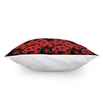 Black And Red Hibiscus Pattern Print Pillow Cover