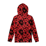 Black And Red Hibiscus Pattern Print Pullover Hoodie