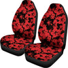 Black And Red Hibiscus Pattern Print Universal Fit Car Seat Covers