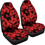 Black And Red Hibiscus Pattern Print Universal Fit Car Seat Covers