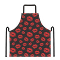 Black And Red Lips Pattern Print Apron
