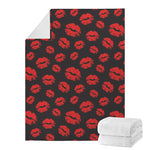 Black And Red Lips Pattern Print Blanket
