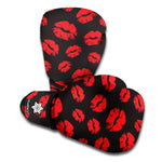 Black And Red Lips Pattern Print Boxing Gloves