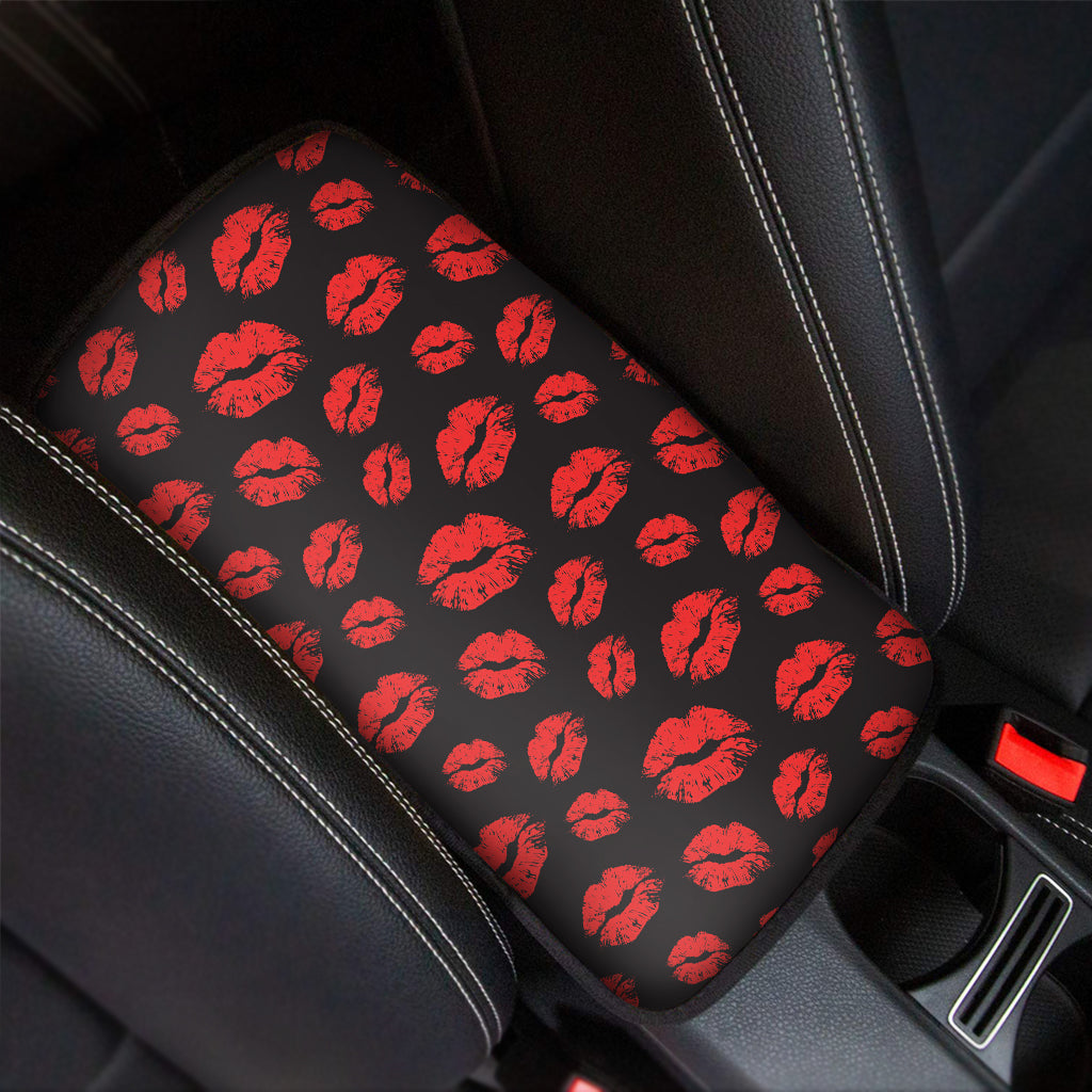 Black And Red Lips Pattern Print Car Center Console Cover