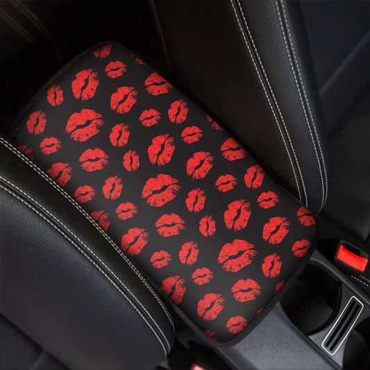 Black And Red Lips Pattern Print Car Center Console Cover