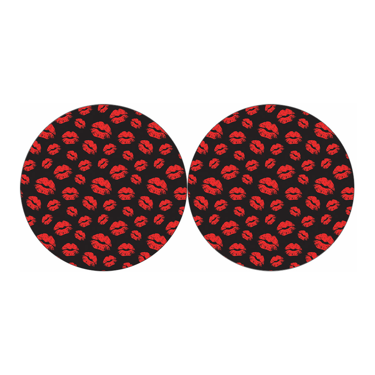 Black And Red Lips Pattern Print Car Coasters