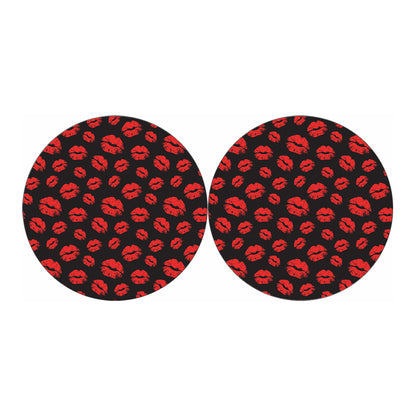 Black And Red Lips Pattern Print Car Coasters