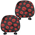 Black And Red Lips Pattern Print Car Headrest Covers