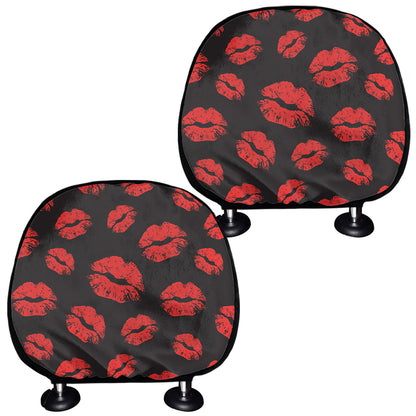 Black And Red Lips Pattern Print Car Headrest Covers
