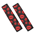 Black And Red Lips Pattern Print Car Seat Belt Covers
