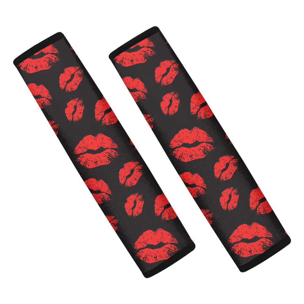Black And Red Lips Pattern Print Car Seat Belt Covers