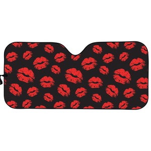 Black And Red Lips Pattern Print Car Sun Shade