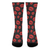 Black And Red Lips Pattern Print Crew Socks