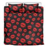 Black And Red Lips Pattern Print Duvet Cover Bedding Set