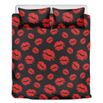 Black And Red Lips Pattern Print Duvet Cover Bedding Set