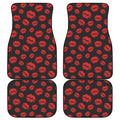 Black And Red Lips Pattern Print Front and Back Car Floor Mats