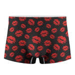 Black And Red Lips Pattern Print Men's Boxer Briefs