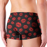 Black And Red Lips Pattern Print Men's Boxer Briefs