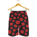 Black And Red Lips Pattern Print Men's Shorts