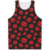 Black And Red Lips Pattern Print Men's Tank Top