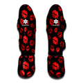 Black And Red Lips Pattern Print Muay Thai Shin Guards