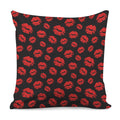 Black And Red Lips Pattern Print Pillow Cover