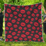 Black And Red Lips Pattern Print Quilt