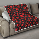 Black And Red Lips Pattern Print Quilt