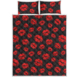 Black And Red Lips Pattern Print Quilt Bed Set