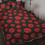Black And Red Lips Pattern Print Quilt Bed Set