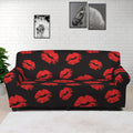 Black And Red Lips Pattern Print Sofa Cover